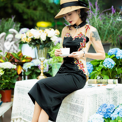 SYC-89384夏新款中国风复古刺绣气质时尚洋气旗袍连衣裙 商品图2