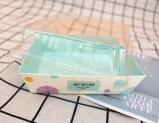 正方纸底盒带盖5个装/50个装 芝士蛋糕卷泡芙蛋黄酥打包盒 透明塑料盖 商品图4