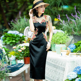 SYC-89384夏新款中国风复古刺绣气质时尚洋气旗袍连衣裙