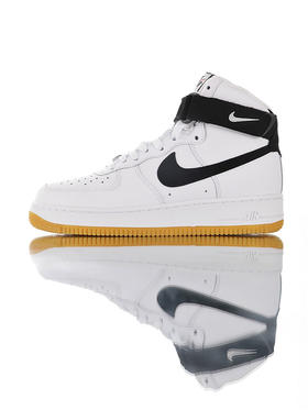 耐克Nike Air Force 1 High '07   耐克空军一号经典高帮皮革运动板鞋 皮革白黑生胶黄