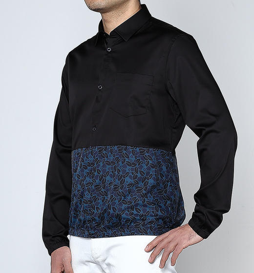 Marco Azzali 黑色下摆印花衬衫 C3718200 商品图1