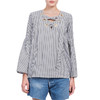 MICHAEL KORS 女士灰白条纹钟形袖上衣 MH74LDD895 商品缩略图1