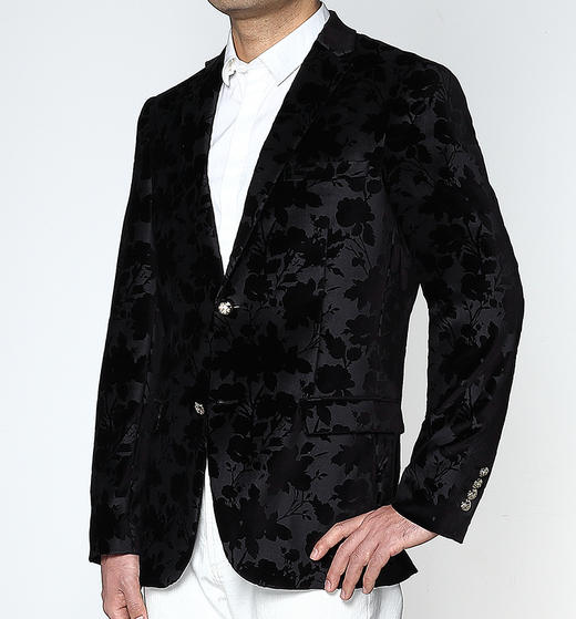 Marco Azzali 黑色植绒印花单西 G3705200 商品图1