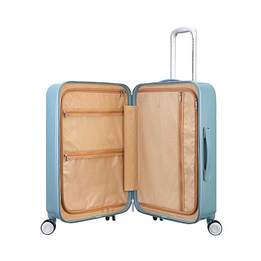 【美旅】时尚多彩色 设计 亮面 大容量 轻便 撞色拉链 嵌入式TSA锁 桃皮绒 干湿分离 多口袋 拉杆箱TF0 商品图5