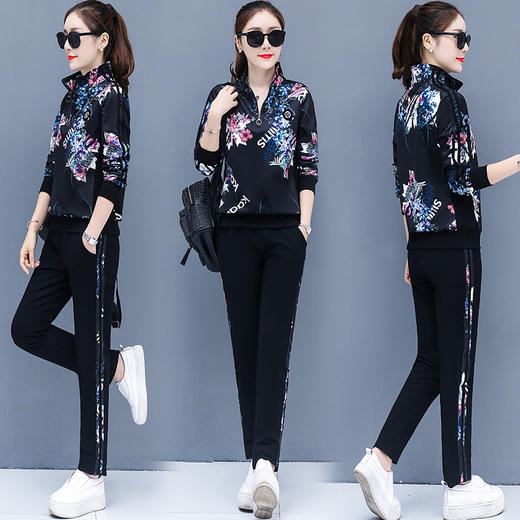 HT-500新品实拍运动套装时尚洋气长袖薄款卫衣宽松休闲两件套WY 商品图1
