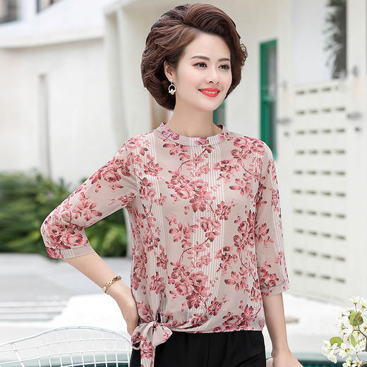 MQ-1043-8806夏装新款中老年大码短袖洋气T恤小衫YY 商品图2