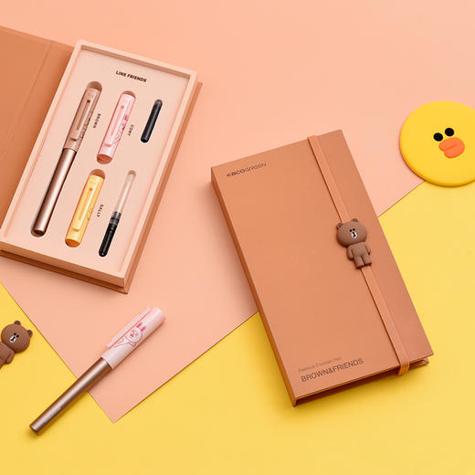 LINEFRIENDS钢笔礼盒 吸墨器墨囊笔帽联名KACO百锋学生开学文具男女书写礼物文创 商品图0