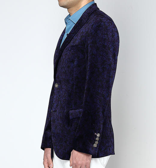 Marco Azzali 黑藏青底群青色印花单西 G3704100 商品图2