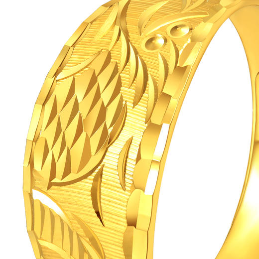 老庙黄金黄金戒指女足金车花宽面金戒指女士新款女戒首饰定价