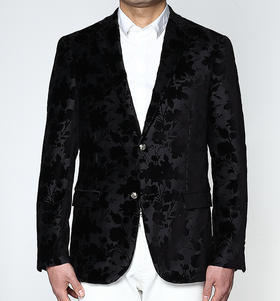 Marco Azzali 黑色植绒印花单西 G3705200