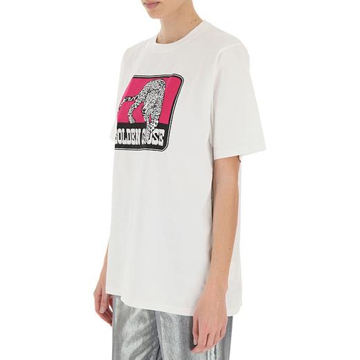 GOLDEN GOOSE 黄金鹅 女士Logo徽标动物图案印花短袖T恤 G36WP026.S1 商品图3
