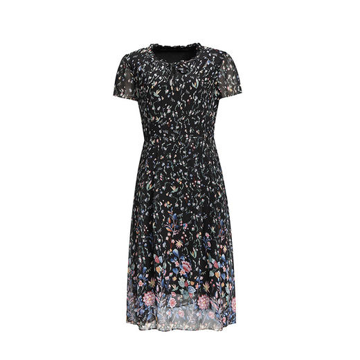 YCE-1905新款妈妈夏装短袖雪纺碎花大码高档连衣裙WY 商品图4