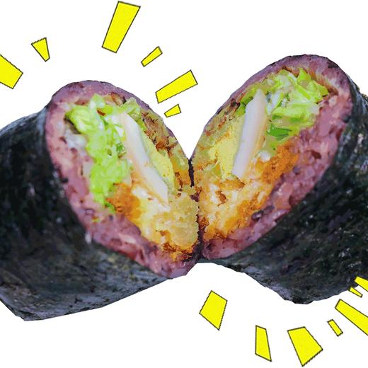 2个网红饭团台湾风味紫米蟹棒肉松海苔饭团
