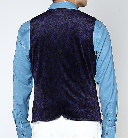 Marco Azzali 黑藏青底群青色印花马甲 D3704100 商品图1