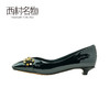 西村名物2020春季新品方头单鞋牛漆皮金属扣低跟女鞋细跟百搭款T20AE10351 商品缩略图3