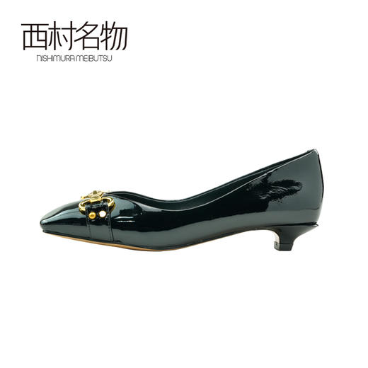 西村名物2020春季新品方头单鞋牛漆皮金属扣低跟女鞋细跟百搭款T20AE10351 商品图3