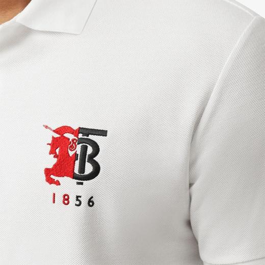 BURBERRY 巴宝莉 男士TB战马徽标图案珠地网眼布棉质短袖 Polo 衫 白色 8025756 A1464 商品图4