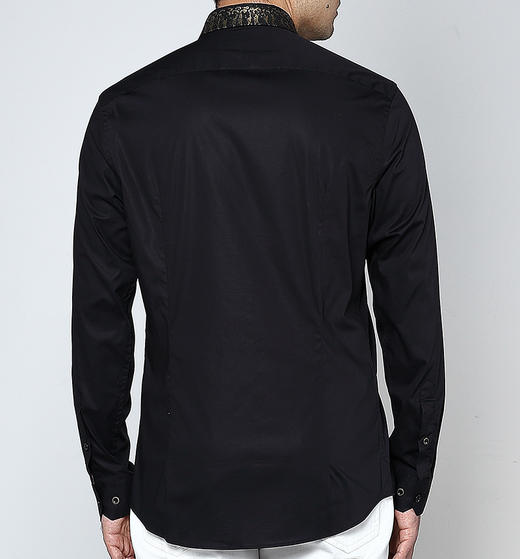 Marco Azzali 黑色领子烫金蛇纹印花衬衫 C3719200 商品图2