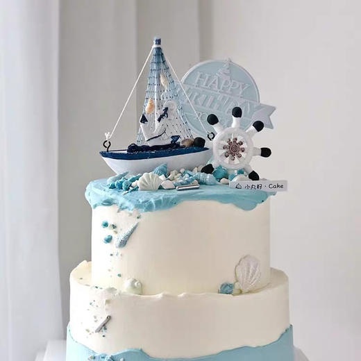一帆风顺：送给莘莘学子的主题蛋糕，学海无涯苦作舟，个别装饰搭配随机会有调整，每一款都是特别的祝福 商品图0