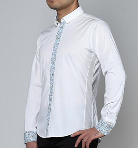 Marco Azzali 白色平纹拼印花衬衫 C3620300