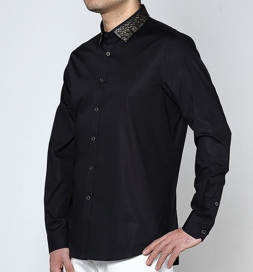 Marco Azzali 黑色领子烫金蛇纹印花衬衫 C3719200 商品图1