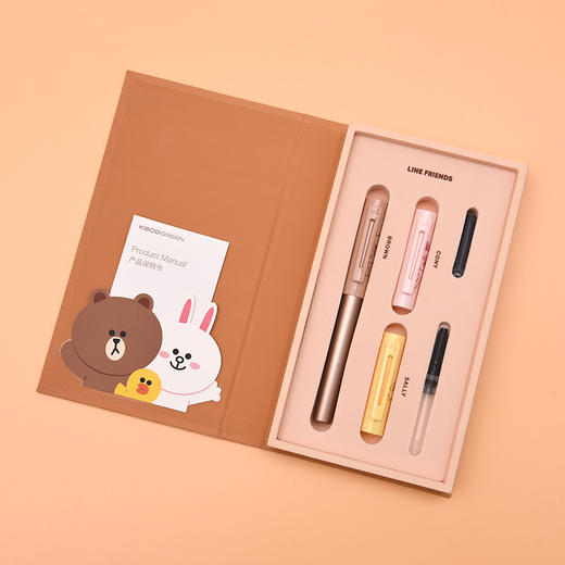 LINEFRIENDS钢笔礼盒 吸墨器墨囊笔帽联名KACO百锋学生开学文具男女书写礼物文创 商品图2