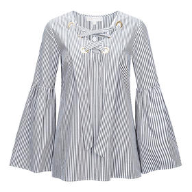 MICHAEL KORS 女士灰白条纹钟形袖上衣 MH74LDD895