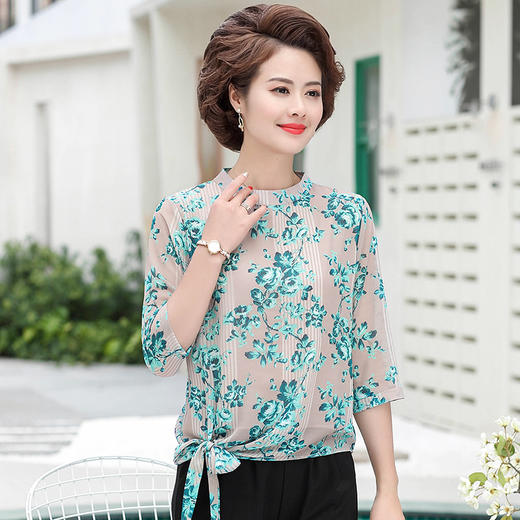 MQ-1043-8806夏装新款中老年大码短袖洋气T恤小衫YY 商品图3