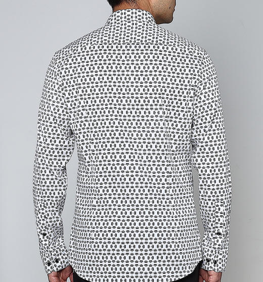 Marco Azzali 白底黑色小皇冠印花衬衫 C3904300 商品图2