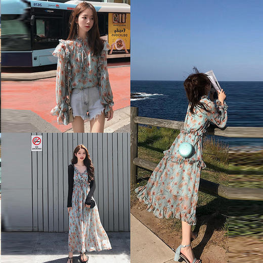 【V领清新温柔连衣裙】春夏裙子 雪纺碎花系列上衣/连衣裙/吊带裙 商品图2