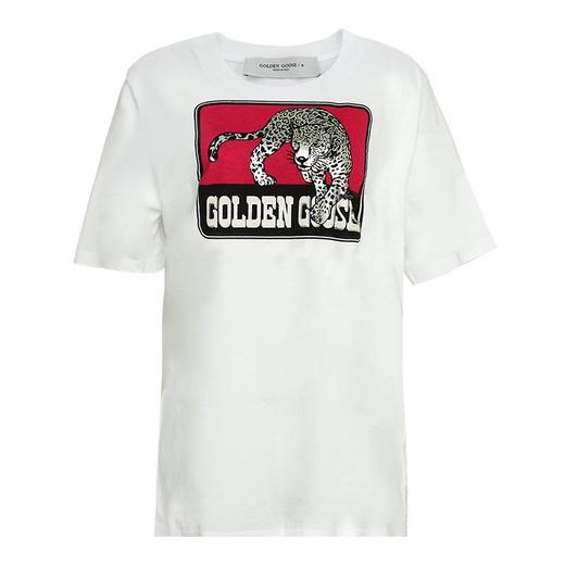 GOLDEN GOOSE 黄金鹅 女士Logo徽标动物图案印花短袖T恤 G36WP026.S1 商品图1