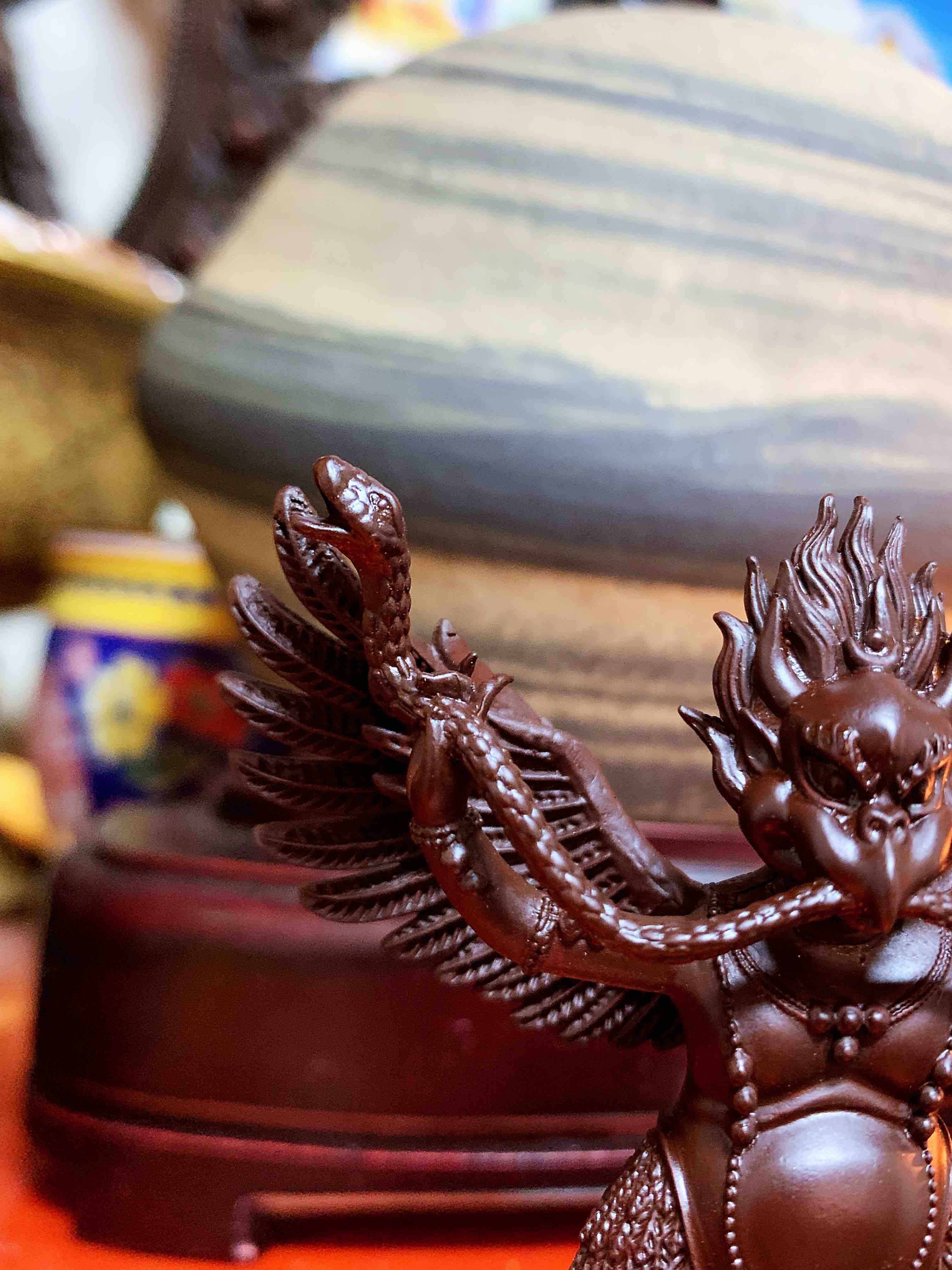 纯铜大鹏鸟护法神摆件大鹏雕大鹏金翅鸟佛像铜神像鸟藏传铜像高约95cm