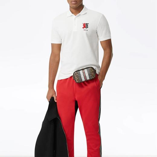 BURBERRY 巴宝莉 男士TB战马徽标图案珠地网眼布棉质短袖 Polo 衫 白色 8025756 A1464 商品图3