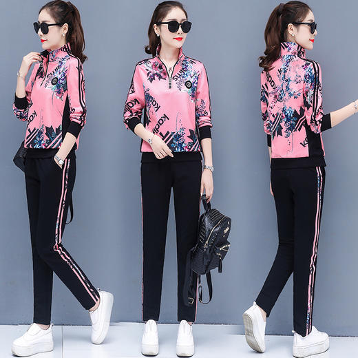 HT-500新品实拍运动套装时尚洋气长袖薄款卫衣宽松休闲两件套WY 商品图2