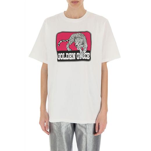 GOLDEN GOOSE 黄金鹅 女士Logo徽标动物图案印花短袖T恤 G36WP026.S1 商品图2