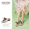 西村名物绑带木纹中跟波点时尚通勤半拖X29BJ20221 商品缩略图0