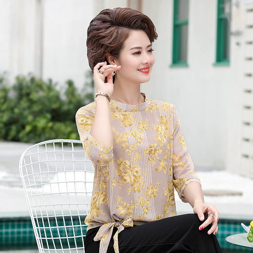 MQ-1043-8806夏装新款中老年大码短袖洋气T恤小衫YY 商品图1