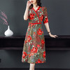 AHM 8283 2020新款夏季宽松中长款大码妈妈装仿真丝时尚气质优雅连衣裙 商品缩略图1