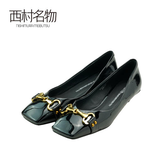 西村名物2020春季新品方头单鞋牛漆皮金属扣低跟女鞋细跟百搭款T20AE10351 商品图1