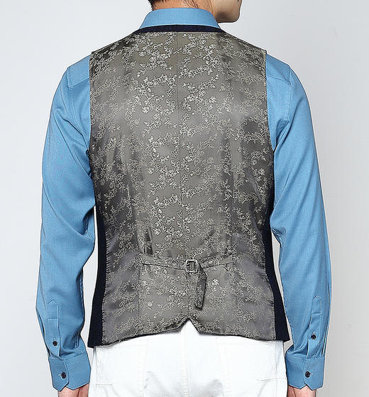 Marco Azzali 黑藏青夜蓝提花马甲 D3706100 商品图2