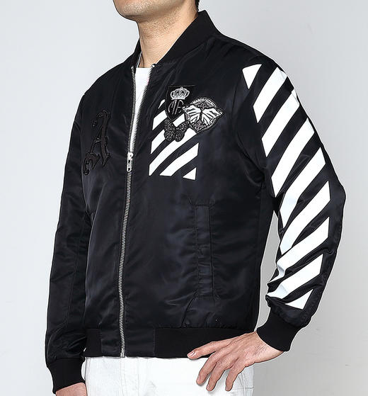 Marco Azzali 黑色化纤飞行夹克 J3904200 商品图1