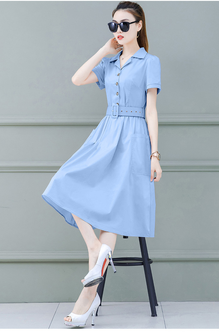 yy新款时尚气质收腰网红衬衫裙