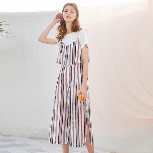 欧芮儿夏装吊带条纹连体裤 商品图1