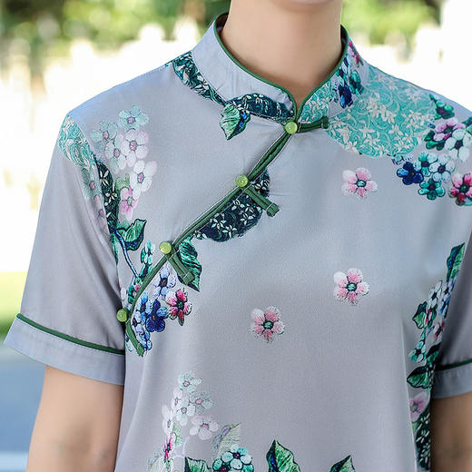 XK-CY1218新款旗袍妈妈装印花典雅复古短袖连衣裙WY 商品图2