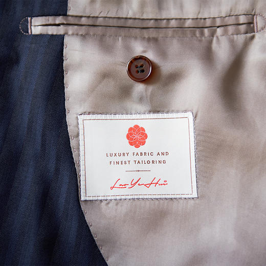 Scabal Londoner Super 140's 深蓝色暗条纹全麻衬套装 商品图5