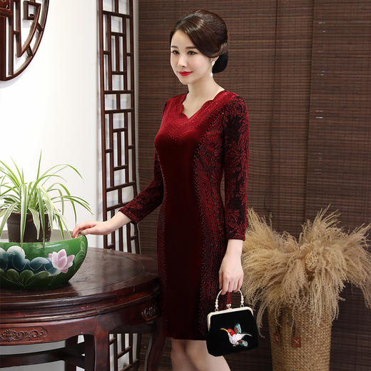 MLY-60500春装中老年大码妈妈连衣裙 商品图2