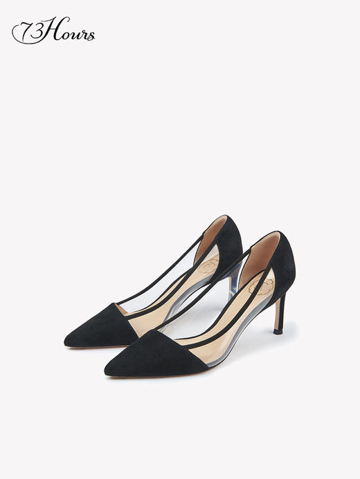 73hoursvikki年新款高跟鞋女细跟尖头性感仙气拼接单鞋女