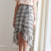 OLrain法式高级穿搭格子半身裙女夏季高腰度假荷叶边裙子 商品缩略图3