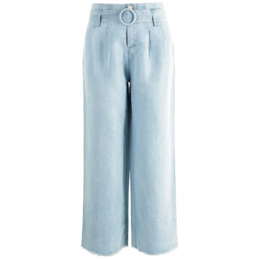 欧芮儿春装女新款收腰百搭直筒阔腿裤毛边牛仔裤女九分裤子 商品图3