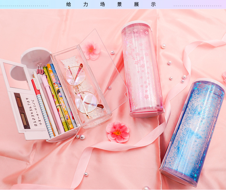 [nbx]上新夜光流沙笔盒闪亮发光文具盒 学生大容量铅笔盒